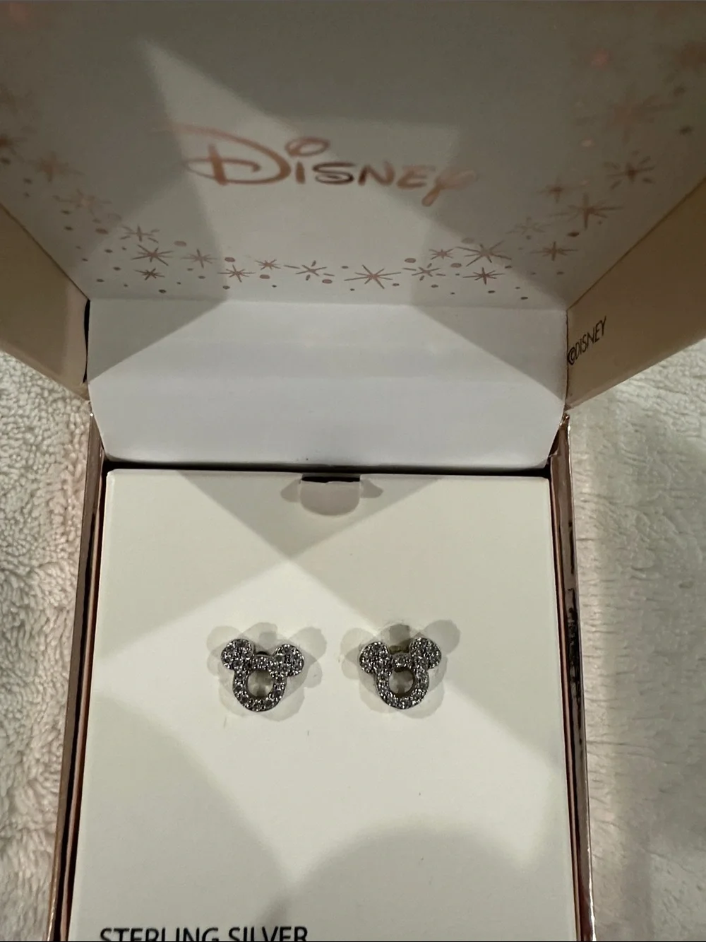 Disney Sterling Silver Mickey Crystal Stud Earrings - Silver